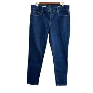 Gap 1969 Women Dark Wash Denim Rinse Stretch Skinny Mid Rise Legging Jeans 33R